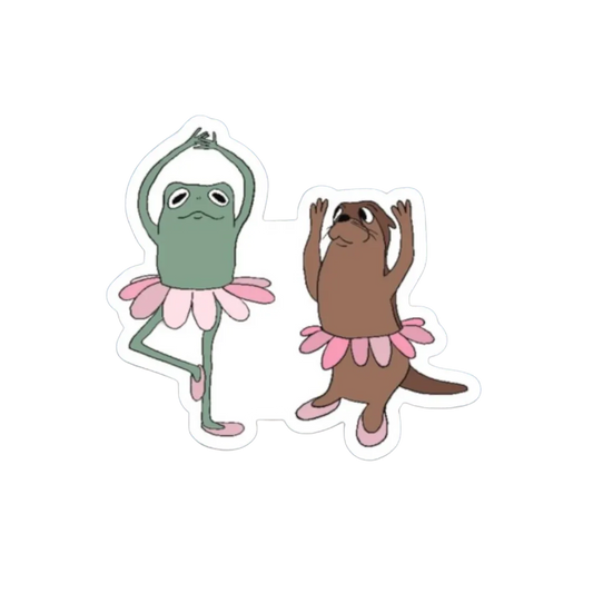 BALLERINA FROG AND OTTER STICKER
