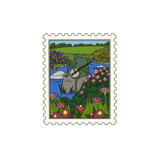 BANJO FROG STAMP STICKER