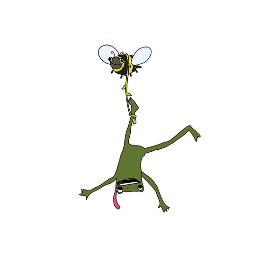 BEE CARRYING FROG STICKER