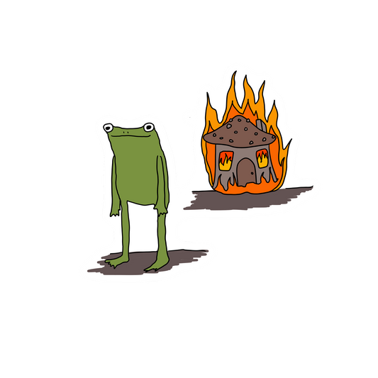 BURNING HOUSE FROG STICKER