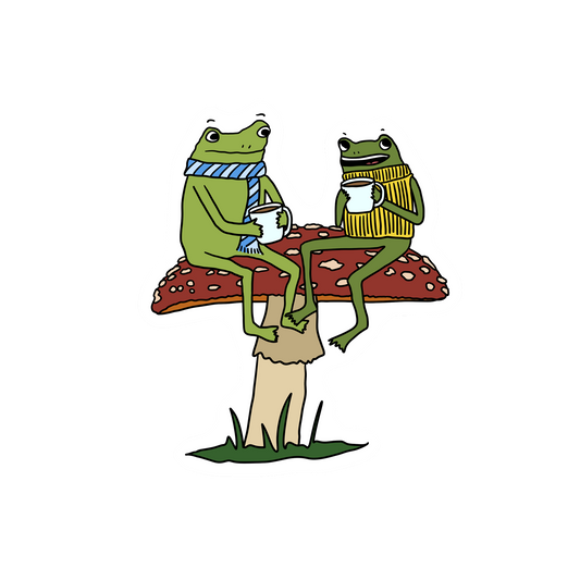 CAFE SIPPIN' FROGS STICKER
