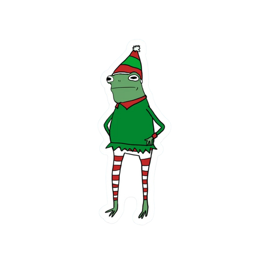 CANDY CANE ELF FROG STICKER