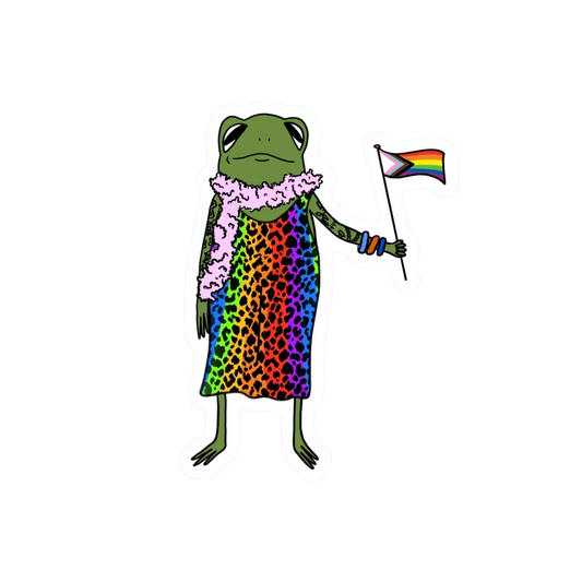 CHEETAH DRESS PRIDE FROG STICKER