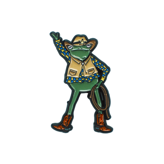 COWBOY WITH LASSO FROG PIN
