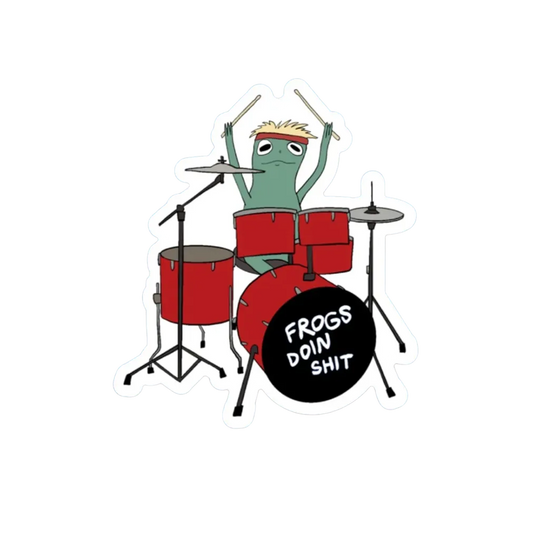 DRUMMER FROG STICKER