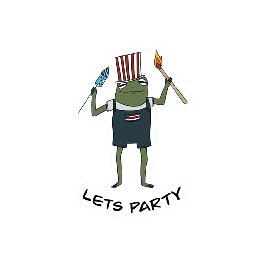 FOURTH OF JULY PARTY FROG STICKER