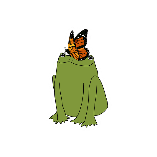 FROG AND BUTTERFLY STICKER