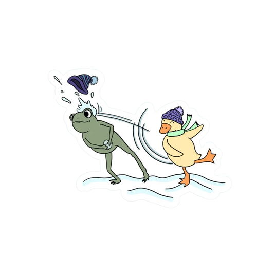 FROG AND DUCK SNOWBALL FIGHT STICKER