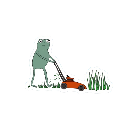 FROG MOWIN' THE LAWN STICKER