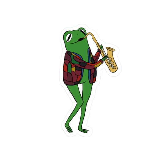 FROG PLAYIN SAX STICKER