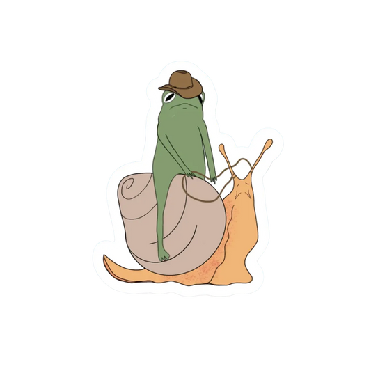 FROG RIDIN A SNAIL STICKER