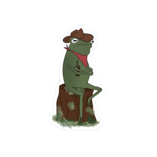 FROG SIPPIN A COLD ONE STICKER