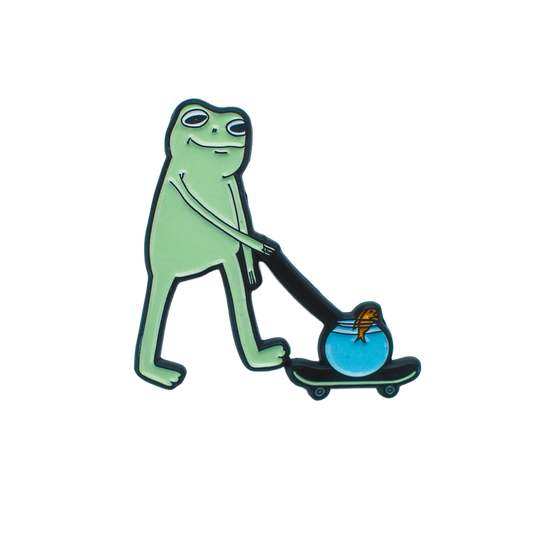 FROG WALKIN' A GOLDFISH PIN