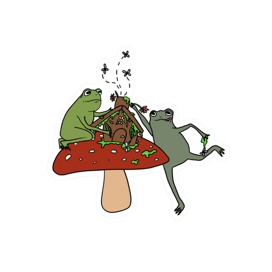 FROGS MAKIN GINGERBREAD HOUSE STICKER