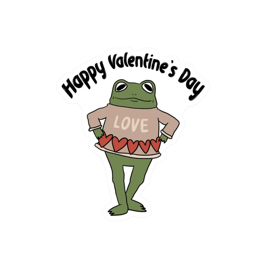 HAPPY VALENTINES DAY FROG STICKER