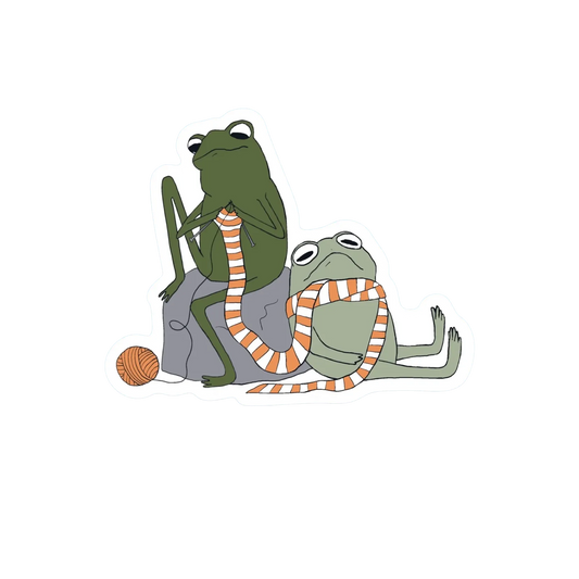 KNITTING FROGS STICKER