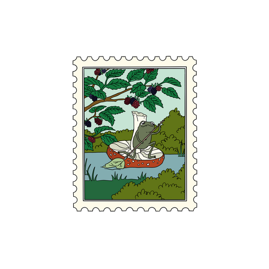 MUSHROOM RAFT FROG STAMP STICKER