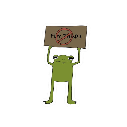NO FLY TRAPS FROG STICKER