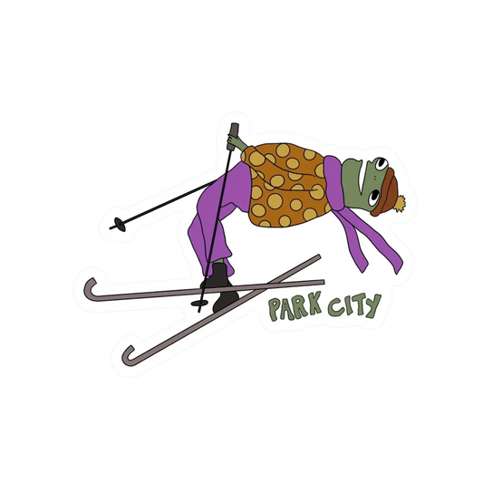 PARK CITY BACKFLIPPING SKIER FROG STICKER