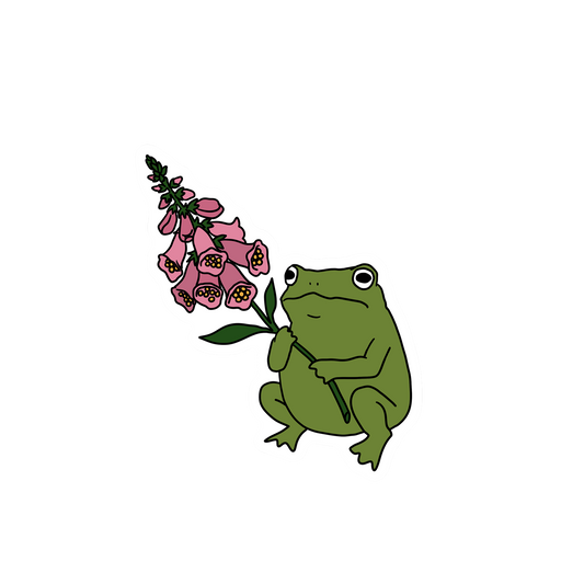 PINK FLOWERS FROG STICKER