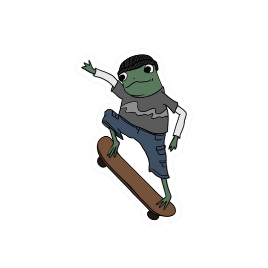 SKATEBOARDING DUDE FROG STICKER