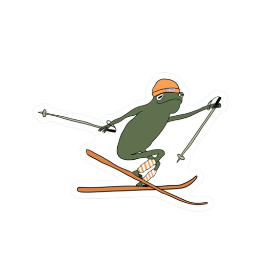 SKIER FROG STICKER