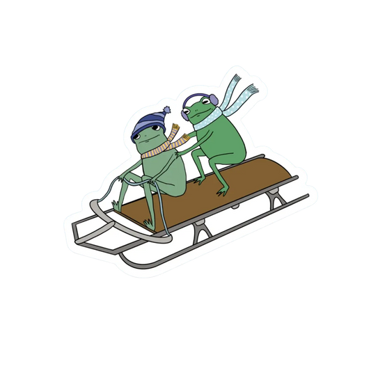 SLEDDING FROGS STICKER