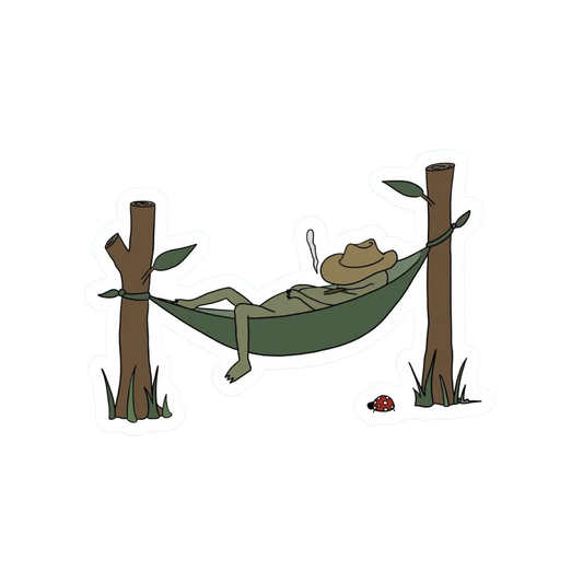 SMOKIN IN A HAMMOCK FROG STICKER