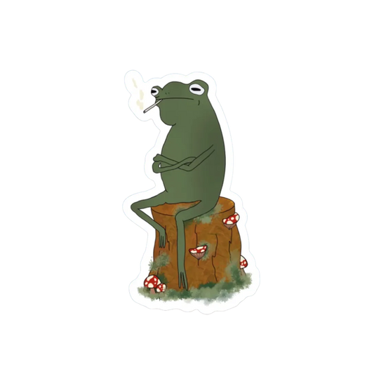 SMOKIN ON A STUMP FROG STICKER