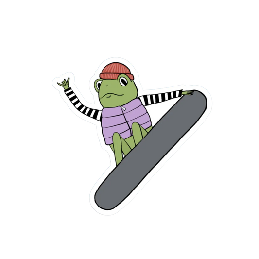 SNOWBOARDING FROG STICKER