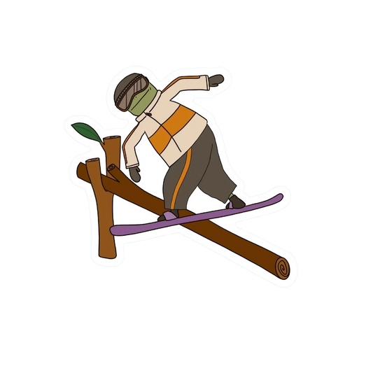 SNOWBOARDING TREE RAIL FROG STICKER