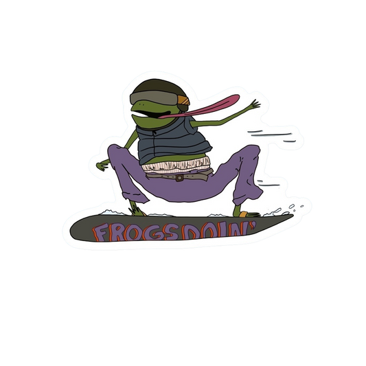 SPEEDY SNOWBOARDER FROG STICKER