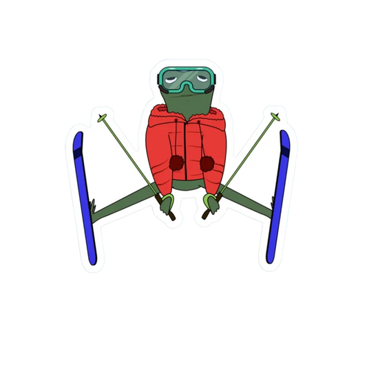 SPREAD EAGLE SKIER FROG STICKER