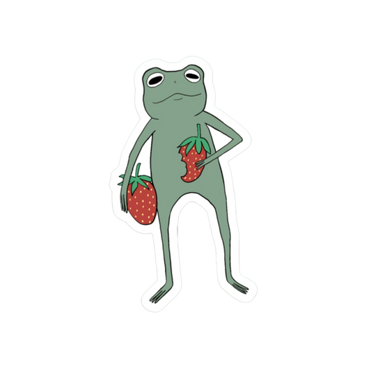 STRAWBERRY SNACKIN FROG STICKER