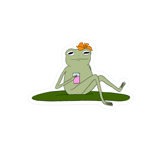 SUNBATHING FROG STICKER