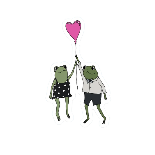VALENTINES DAY BALLOON FROGS STICKER