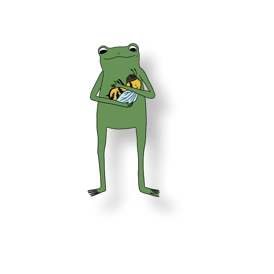 baby bee and frog