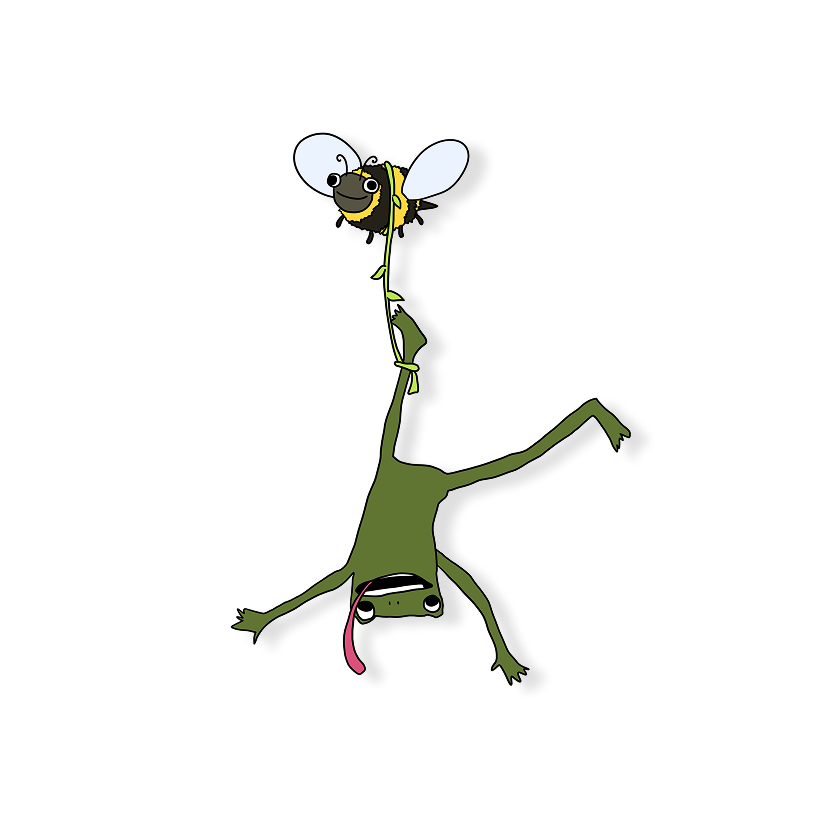 bee carrying frog