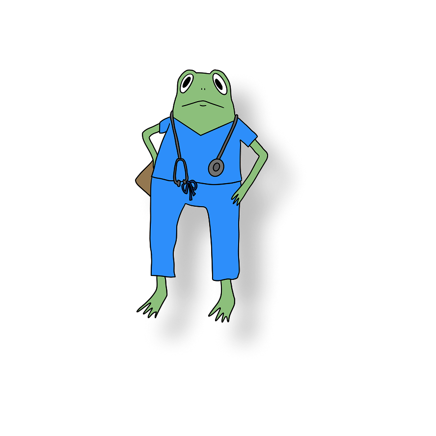 blue scrubs frog