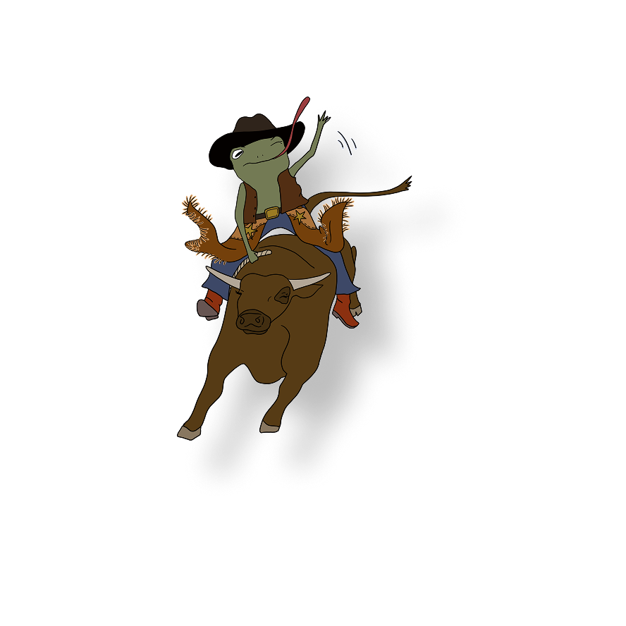 bull riding frog