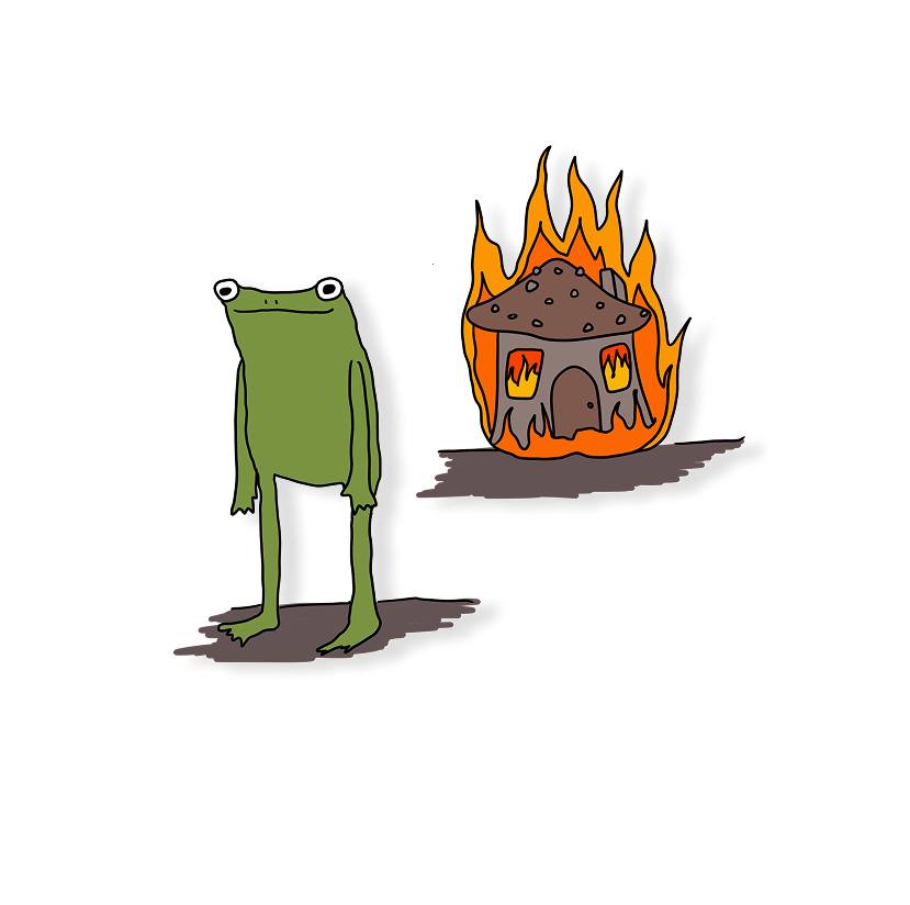 burning house frog