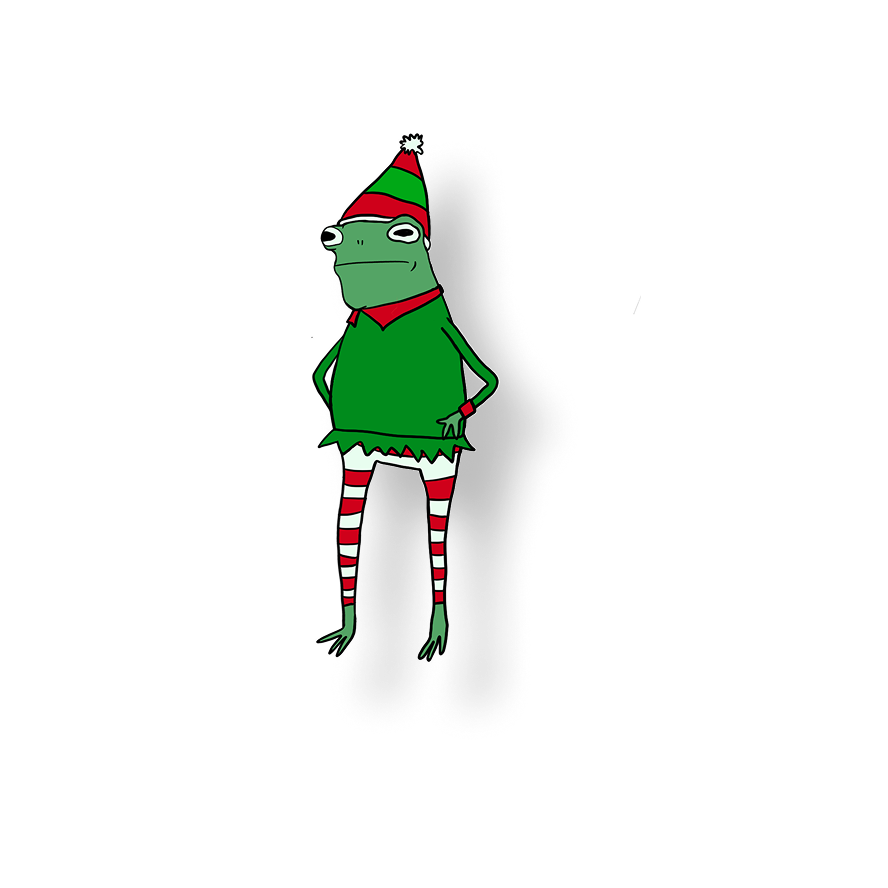 candy cane elf frog