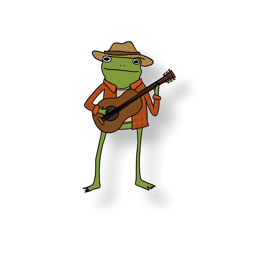 chill guitar playing frog