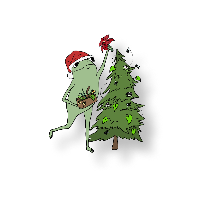 christmas decorating tree frog
