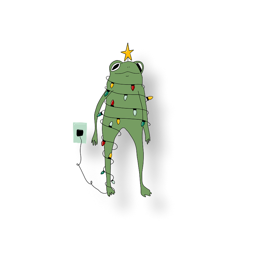christmas lights frog