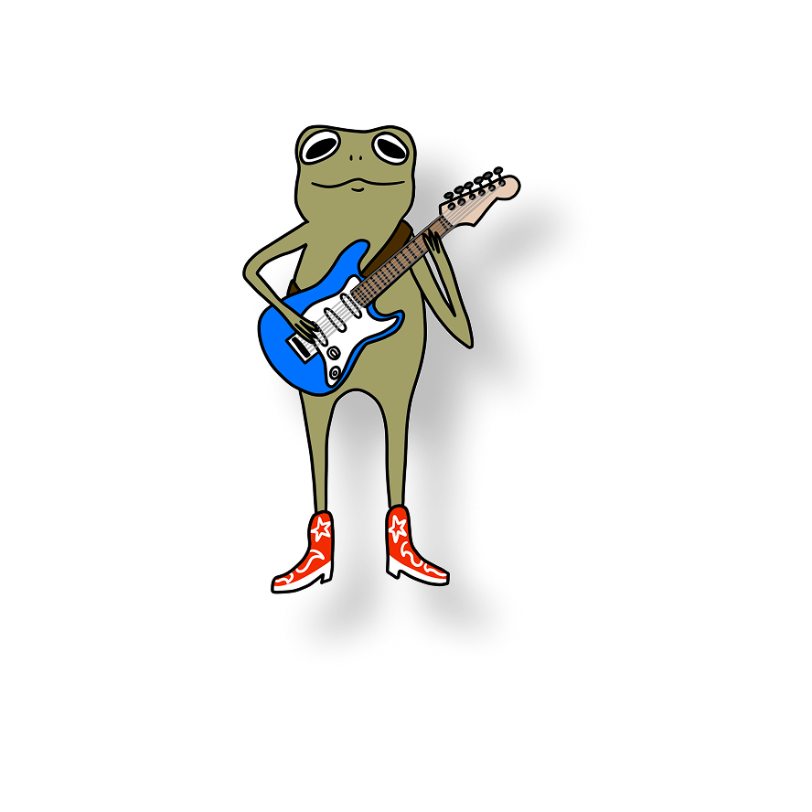 electric guitar playin frog