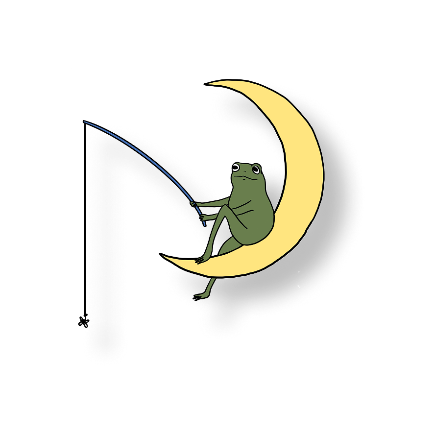frog fishing on the moon