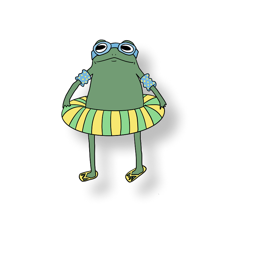 frog in his floatie