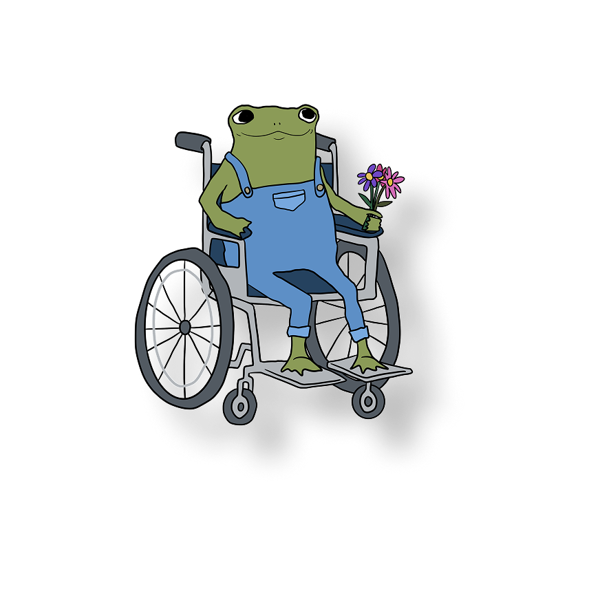 frog in his wheelchair