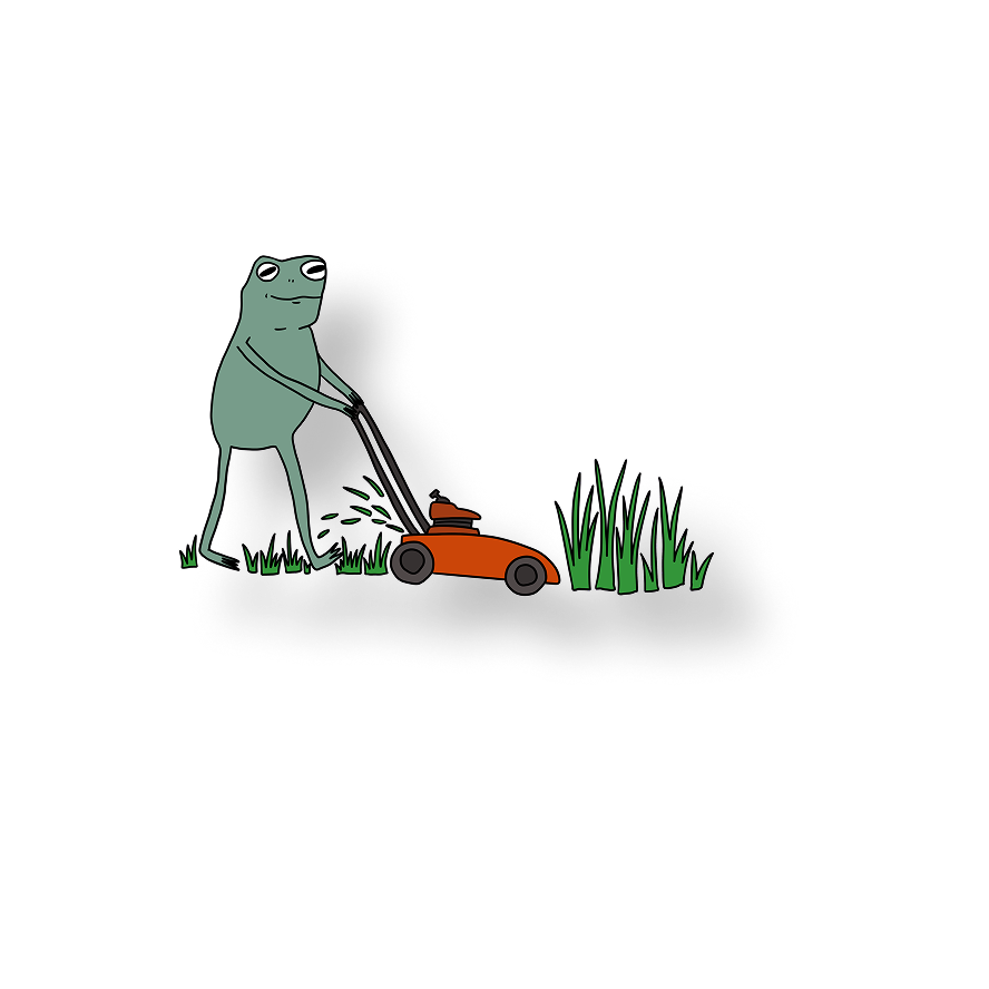 frog mowin the lawn